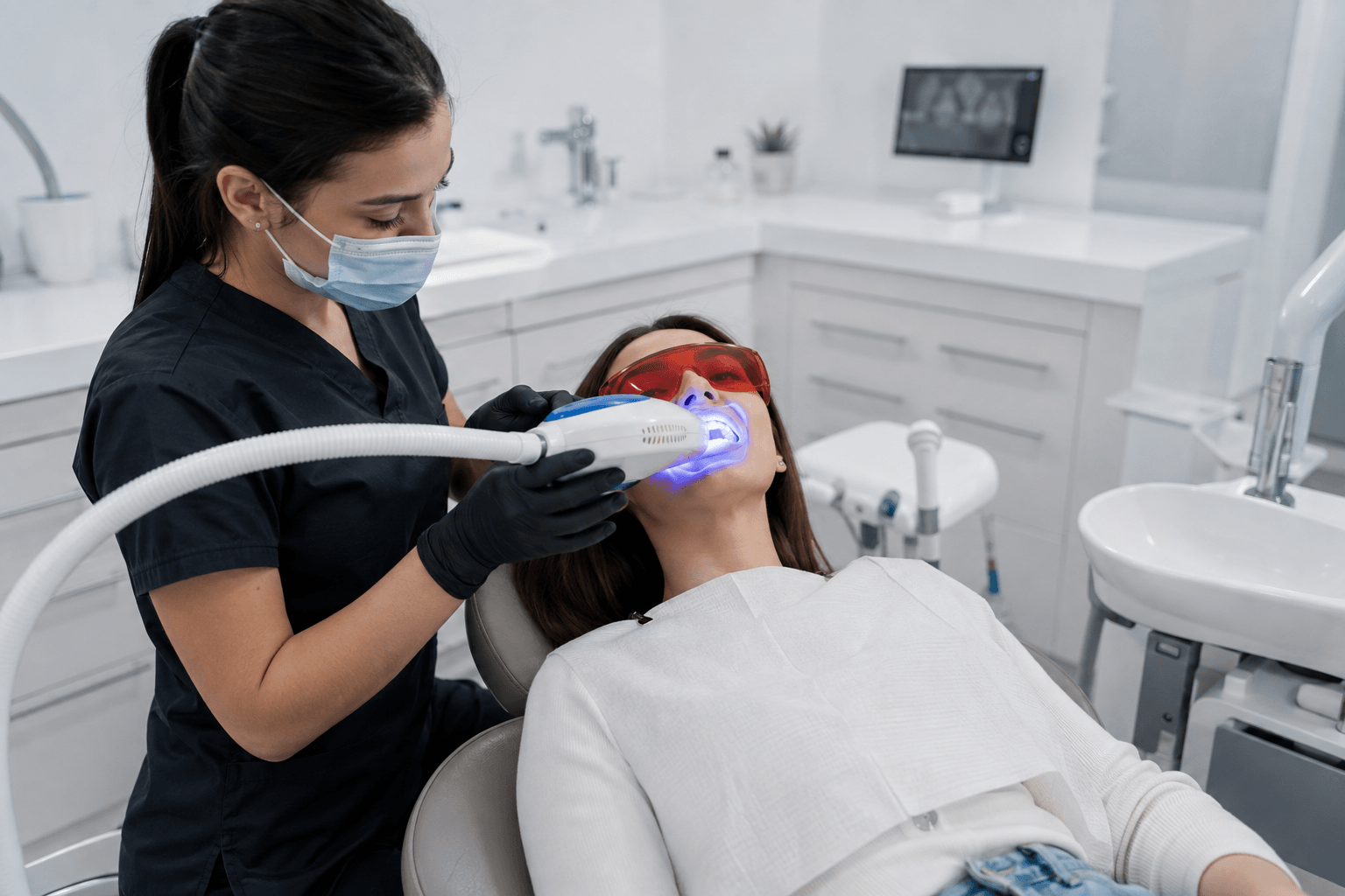 Step-by-step Teeth Whitening procedure from preparation through to shade reassessment
